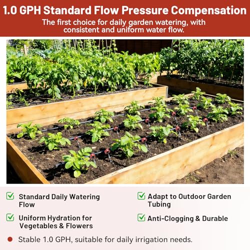 100pcs 1 GPH Pressure Compensating Drippers for Drip Irrigation - size: 1 GPH 100PCS