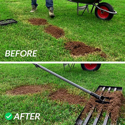 Walensee Large Lawn Leveling Rake, 45"x10" Leveler with 7FT Handle for Soil - size: 7FT 45"x10"