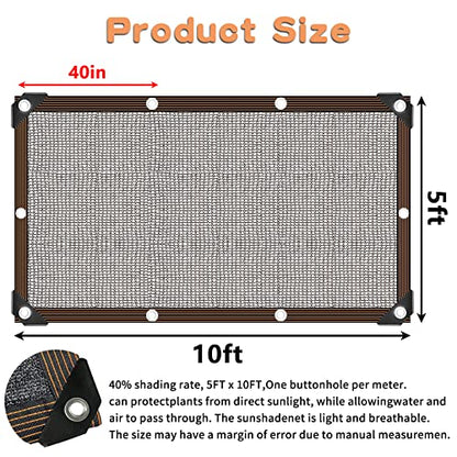 Shade Cloth for Plants Greenhouse, 40-50% Sunblock Shade Sails -for Outdoor Garden Pergola Patio Lawn Plant Sun Shade Cloths for Kennel Chicken Coop Easier to Hang Shade Net Cover - size: 5'x10'
