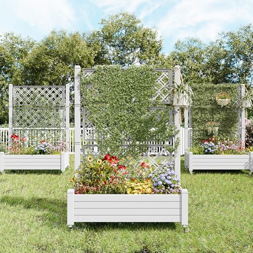 Fancyango Raised Garden Bed with Wheels 61.2" Hx2 -Ashen - color: Ashen, size: 61.2"Hx2