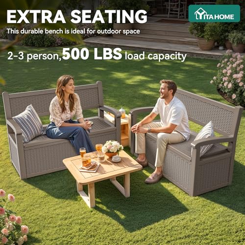 YITAHOME 70 Gallon Deck Bench with Storage - color: Brown, size: 80Gallon