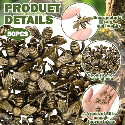 Weysat 50 Pcs Mini Vintage Bronze Bee Statue Small Bronze Bee Figurines - style: Bee