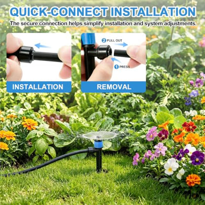 30 Pack Drip Irrigation Emitters, Adjustable 360° Drippers for 1/4" Tubing