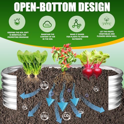 TBMLC 17" Tall Elevated Oval Metal Raised Garden Bed Silver,5X2X1.4 FT - color: Silver, size: 5X2X1.4 FT