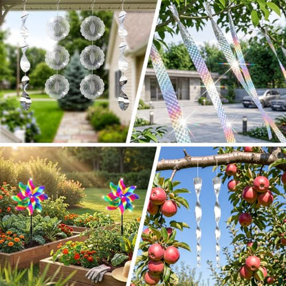 15Pack Bird Deterrents for Outside Patio - Bird Repellent Devices Outdoor with Pinwheels, Reflective Spinners & Tape, Bird Reflectors to Keep Birds Away, Woodpecker Deterrent for House Yard Garden