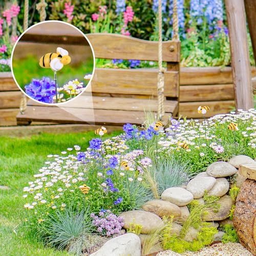 NQEUEPN 20pcs Bee Garden Stakes Decor, Resin Bee Yard Stakes Vivid Garden