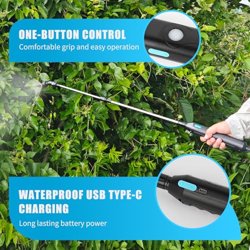 Battery Powered Sprayer Wand Rechargeable, 3 Nozzles for Tank & Garden Watering