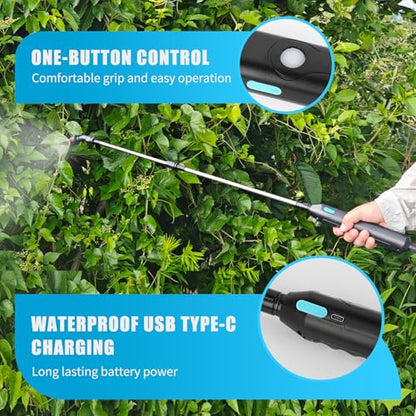 Battery Powered Sprayer Wand Rechargeable, 3 Nozzles for Tank & Garden Watering