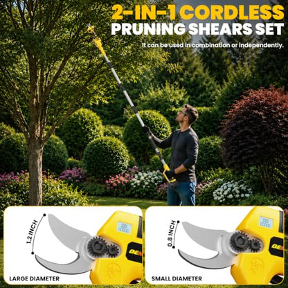 2-In-1 Electric Pruning Shears Set Compatible with Dewalt 20V Battery