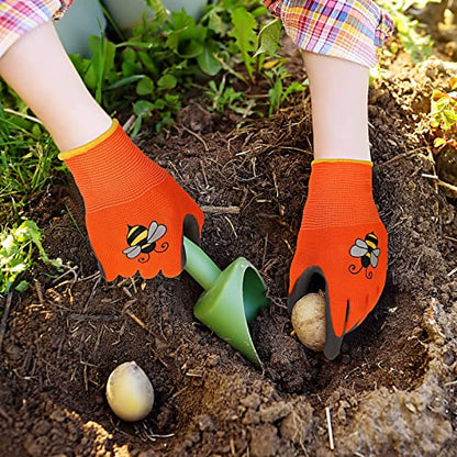6 Pairs Kids Gardening Gloves Yard Work Gloves (Large (Age 9-11))