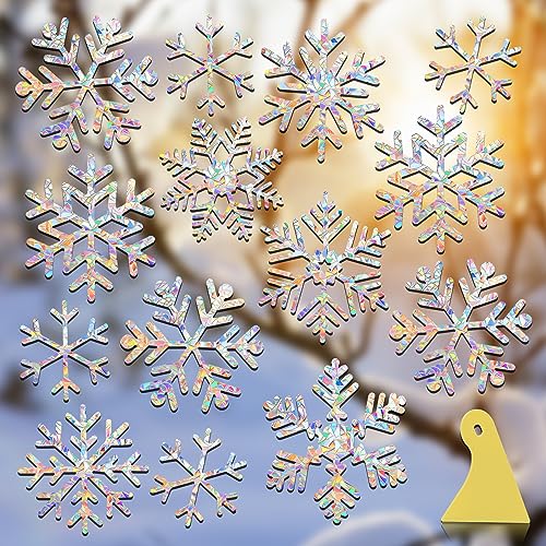 YUOROS 55 Pieces Snowflake Window Clings Christmas Window Stickers - color: Snowflake