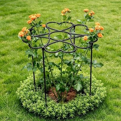 Dahlia Stakes and Supports - 24.5" Heavy-Duty Iron Plant Cages - color: Black