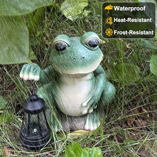 YODY Solar Garden Statues Outdoor Decor Frog with Lantern - style: 02-Frog