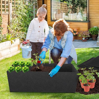 3 Pack Fabric Raised Garden Bed, 22 Gallon 3x1x1 FT Garden Growing Bag