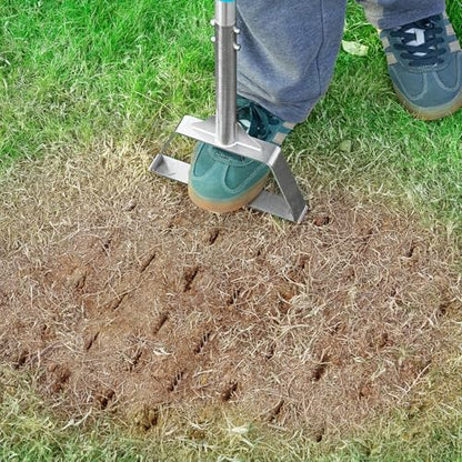Heavy Duty Steel 4 Conical Spike Lawn Aerator for Compacted Clay, Non-Clog - color: GREEN