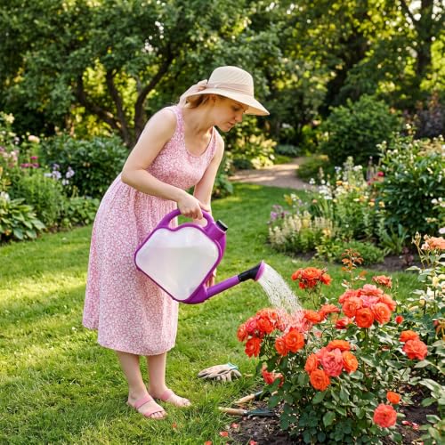 1 Gal Purple Clear Plastic Foldable Watering Can - color: Purple, size: PURPLE-4L