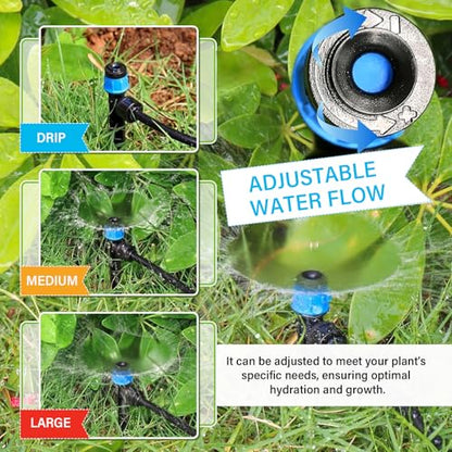 243FT Drip Irrigation Kit, Drip Irrigation System with 1/2'' Hose1/4 Drip Irrigation Tubing, 2026New Quick-Connect, Three Adjustable Nozzle Types for Garden Greenhouse Flower Bed Patio Lawn