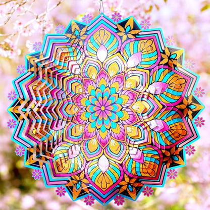 Metal Wind Spinner, Mandala Lotus Wind Spinners, Mandala Gift - color: Mandala Lotus