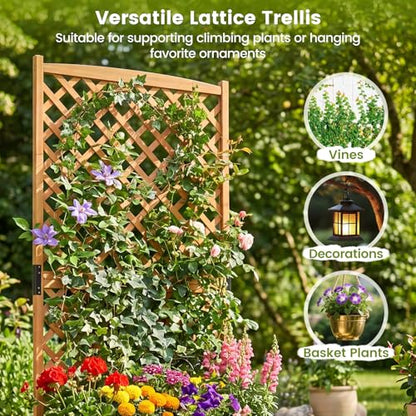 HAPPYGRILL 71" Raised Garden Bed with Trellis & Garden Box - size: 36” x 18” x 71”