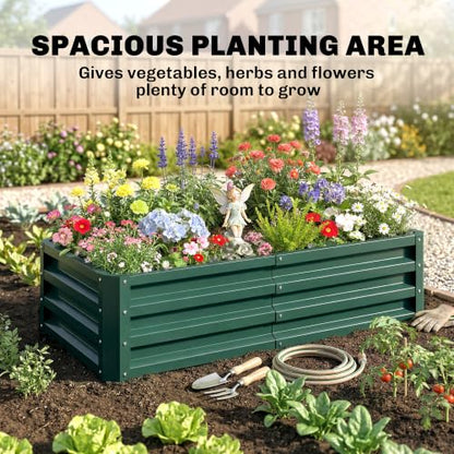 Outsunny 4' x 2' x 1' Galvanized Raised Garden Bed, Green - color: Green
