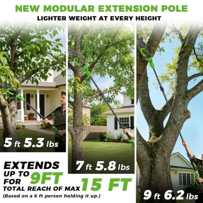 6Inch Mini Chainsaw with Extension Pole, 2-in-1 Pole Saw for Tree Trimming - color: Pale Green