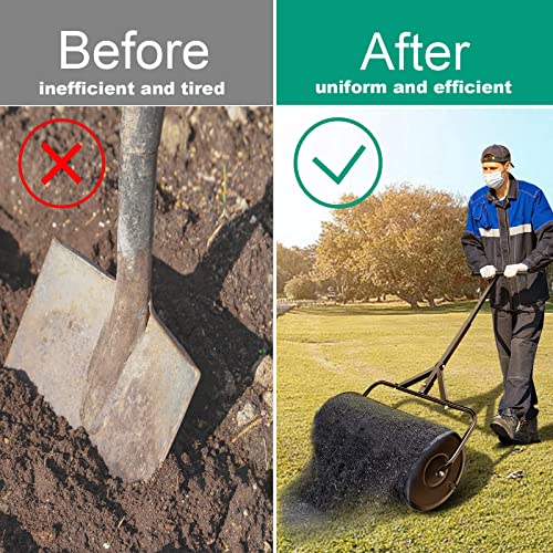 24" Compost Spreader Peat Moss Spreader with Upgrade Latches - Durable Metal Mesh Fertilizer Spreaders for Lawn and Garden Multi-Purpose Seed Spreader (Black-L) - color: Black-L