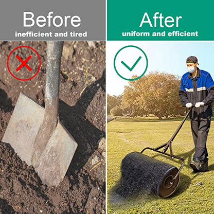 24" Compost Spreader Peat Moss Spreader with Upgrade Latches - Durable Metal Mesh Fertilizer Spreaders for Lawn and Garden Multi-Purpose Seed Spreader (Black-L) - color: Black-L
