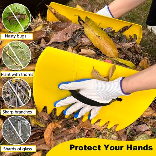 Leaf Scoops Hand Rakes, Leaf Scoops and Claws with Gloves, Lightweight Plastic Leaf Scoop, Large Leaf Grabbers for Picking Up Leaves, Clippings, Grass(1 Set, Yellow) - style: 1 Set,Yellow