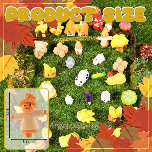 Exasinine 46 Pcs Thanksgiving Mini Resin Figurines Fall Farm Set