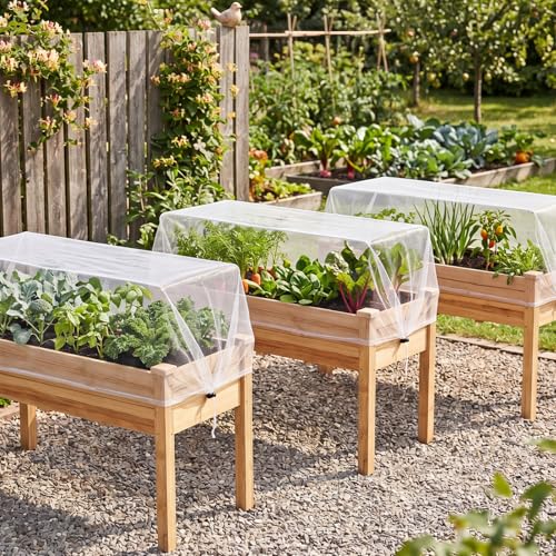 Woanger 3 Pack Garden Netting for Raised Beds 37.4 x 19.69 x 19.69 Inch Rectangular Mesh Plant Covers with Drawstring for Garden Raised Bed Bird Netting Pest Barrier Screen for Protecting Vegetable - size: 3 x 2 x 2 ft