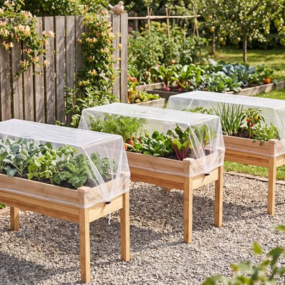 Woanger 3 Pack Garden Netting for Raised Beds 37.4 x 19.69 x 19.69 Inch Rectangular Mesh Plant Covers with Drawstring for Garden Raised Bed Bird Netting Pest Barrier Screen for Protecting Vegetable - size: 3 x 2 x 2 ft