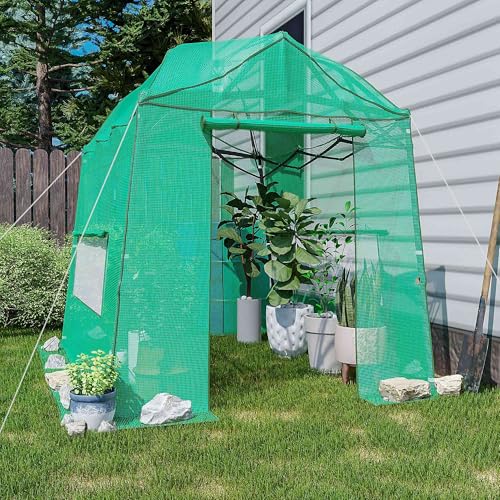 8.5 x 7 x 7 FT Walk-in Greenhouse, Portable Pop-up Greenhouse - style: 8.5x7x7FT Green
