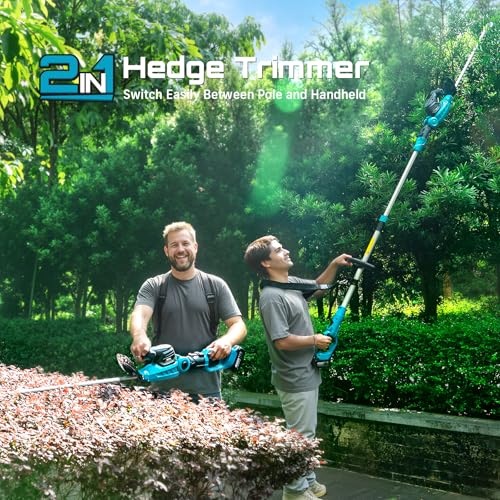 SEESII 2-in-1 Pole & Hedge Trimmer Cordless,20" Electric Bush Trimmer 8.5ft