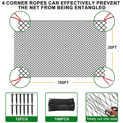 BSTPCOO Bird Netting 25'x100' with 3/4" Mesh Nylon Chicken Net Roof Hawk - size: 25'×100'-3/4''