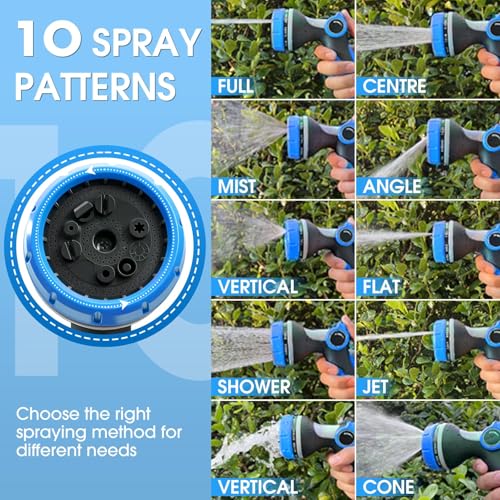 Garden Hose Nozzles,Hose Spray Nozzle with Adjustable 10 Watering Patterns - color: Blue&Blue