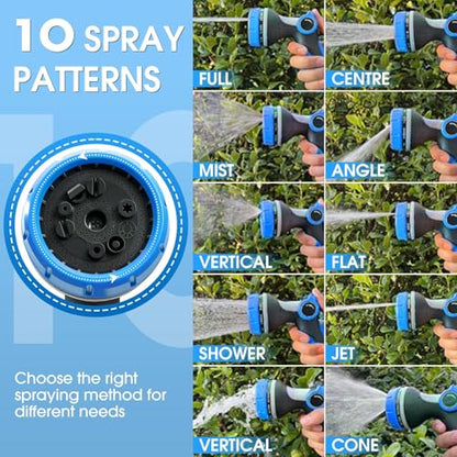 Garden Hose Nozzles,Hose Spray Nozzle with Adjustable 10 Watering Patterns - color: Blue&Blue