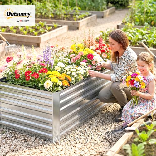 Outsunny Galvanized Raised Garden Bed Kit, 6' x 3' x 2', Silver - color: Silver, size: 6' x 3' x 2'