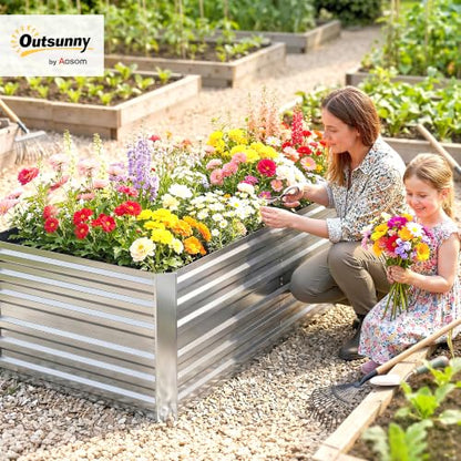 Outsunny Galvanized Raised Garden Bed Kit, 6' x 3' x 2', Silver - color: Silver, size: 6' x 3' x 2'
