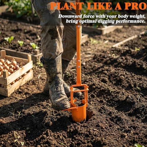 glorousamc Bulb Planter, Weeder, Sod Plugger, Flower Planting, Soil Sampler-5-IN-1 Lawn Tool and Garden Tool - Enhanced Bottom Edge for Easier Penetration, 33.5 Inch（A）