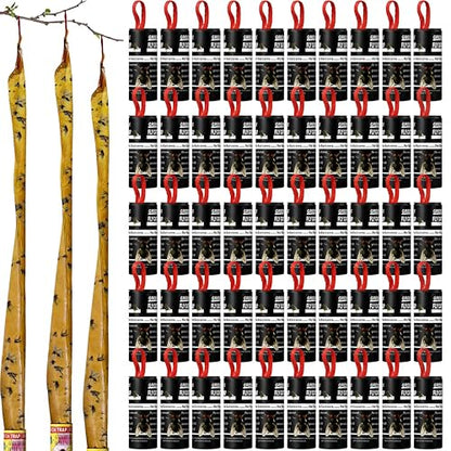 Qualirey 80 Pack Fly Strips Sticky Hanging Indoor Outdoor,Black - color: Black