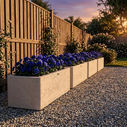 31" Rectangular Outdoor Planter - Handmade Fiberglass Composite - color: Off White, size: Medium