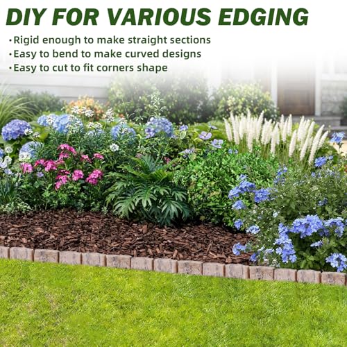 Landscape Edging Garden Edging Border Faux Stone Edging,91FT x 2.75 in Tall - color: Brown, size: 91FT(64 Pack)