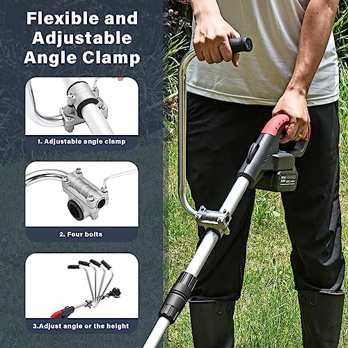 Ergonomic Trimmer Grip, String Trimmers Handle with Shoulder Strap Harness, Weed Eater Handle Extension with Bracket Clamp, Lawn Trimmer Handle Grip for Lawn Care, Landscaping, Yard Trimming Edging