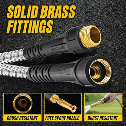 Bionic Steel PRO 50 Ft Metal Garden Hose with Brass Nozzle - size: 50 Feet