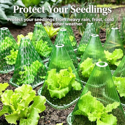 Fshow 40 Pack Garden Cloches for Plants, Reusable Bell Plant Cover, Plant Covers Protectors from Animals Snails/Birds/Chickens/Insect(Diameter:7.5" Height: 9") - color: dark green 40pcs