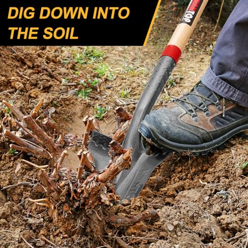 Drain Spade Digging Shovel with Wooden Handle - style: Garden
