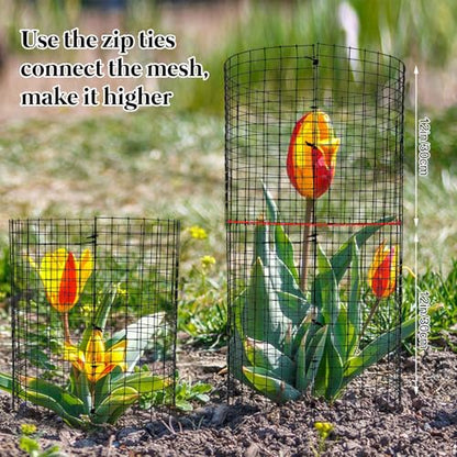 30 PCS Round Plant Protector from Animals, 12 Pack 12'' x 12'' Metal Plant Cages，30Pcs Metal Mesh to Keep Animals Out, Garden Protection Bunny Barricades, Wire Plant Protectors for Rabbit Chicken Duck