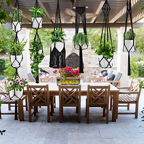 SFENNGPET Macrame Plant Hangers, 6Pack Hanging Planters for Indoor Plants - color: Black