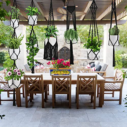 SFENNGPET Macrame Plant Hangers, 6Pack Hanging Planters for Indoor Plants - color: Black