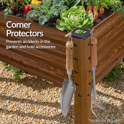 Best Choice Products 48x24x30in Galvanized Raised Garden Bed, Metal Elevated Planter Box, Vegetable Garden for Backyard, Patio, Balcony, 100% Non Toxic Materials - Wood Grain - color: Wood Grain, size: 48x24x30in